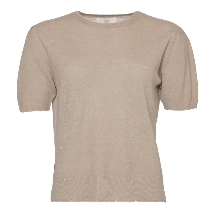 Cashmere Pullover Adele-cs Sparkle mit Pailletten in Taupe