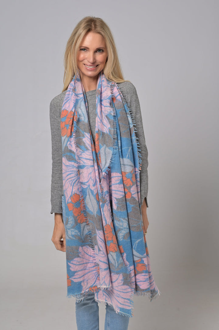 Cashmere Schal Flowergarden-cs in Aquarius