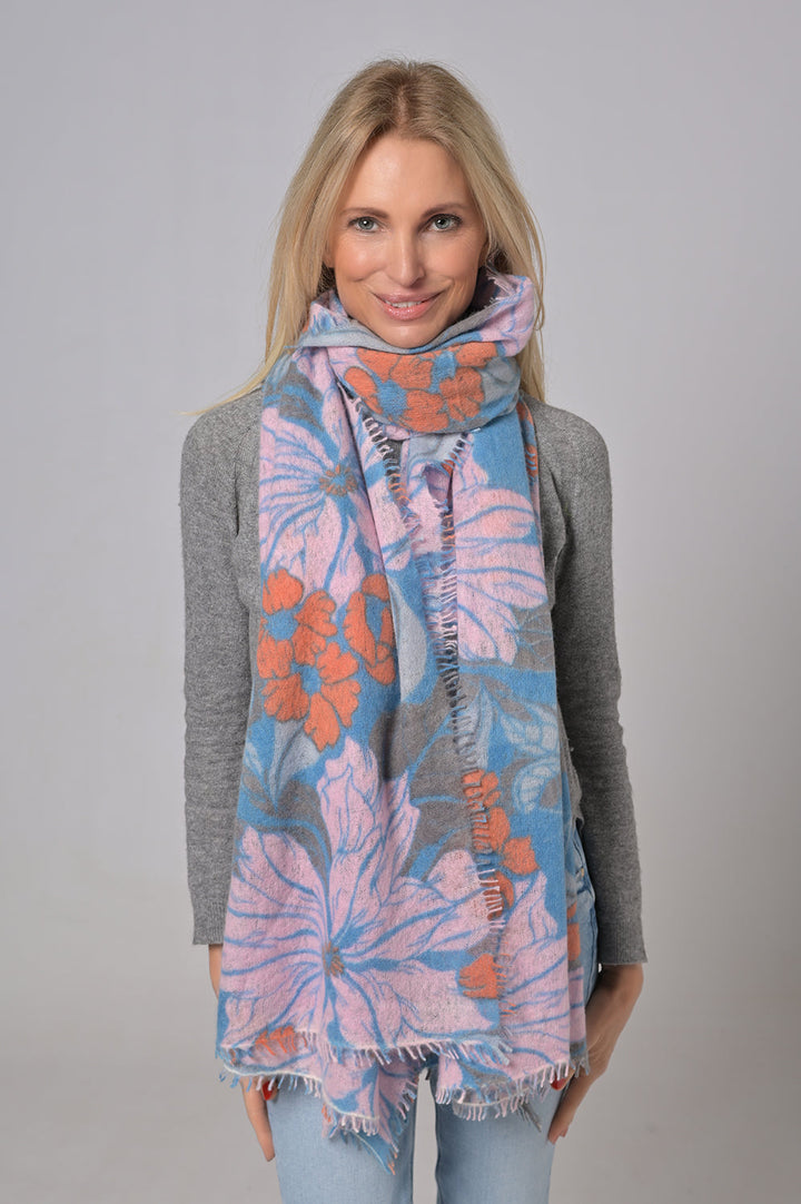 Cashmere Schal Flowergarden-cs in Aquarius