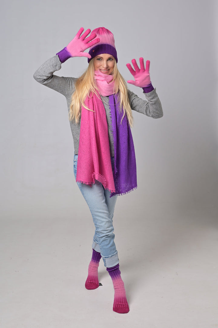 Cashmere Schal Tabita-cs mit Farverlauf in Bubblegum